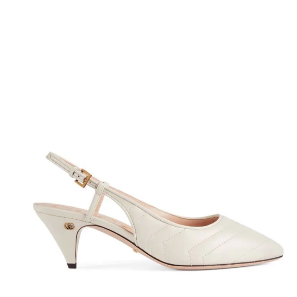 Gucci Matelasse women’s white leather low pumps shoes size Eur 36 NWT!